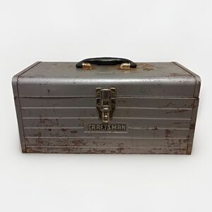 Vintage Craftsman Tool Box Metal Crown Logo 16x7x7.5 Inches With 1 Tray USA Made
